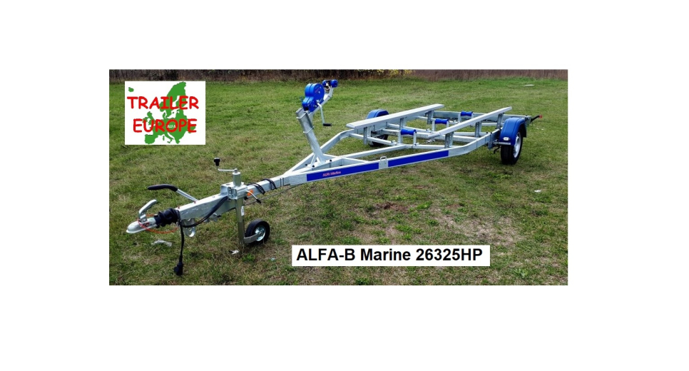 ALFA-B Marine 26325HP.A(párnafás) és ALFA-B Marine 26325HG.A(görgős) egytengelyes,fékes csónakszállító analóg világítással